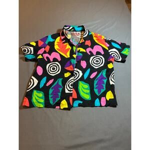 Stranger Things Button Up Shirt unisex  Medium Netflix Graphic Short Sleeve Top